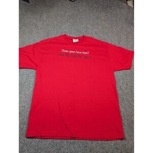 Does Your Face Hurt Shirt Mens XL Red Funny Graphic Steve & Barry's Tee Slogan